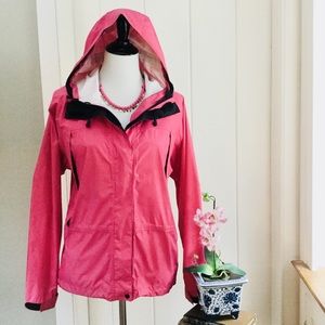 LL BEAN Pink Windbreaker Hooded Rain Jacket